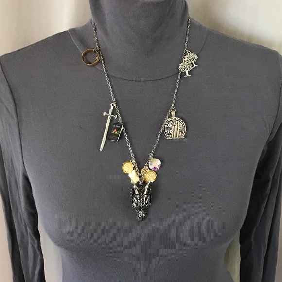 The Hobbit J. R. R. Tolkien Handmade Literature Necklace, Smaug Arkenstone Ring - Picture 7 of 16